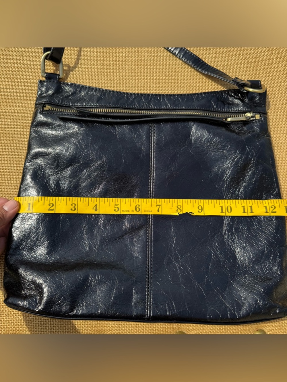HOBO Cambel Black Leather Crossbody Bag Zip Top Slouchy Shoulder Purse - Picture 6 of 14